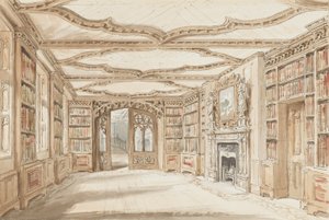 Interior View of a Library in Gothic Style by Charles James Richardson